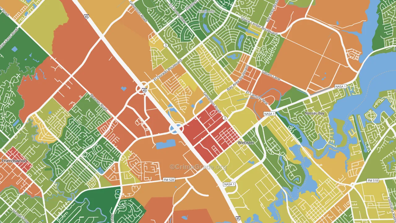 Webster, TX Map of Burglary Rates