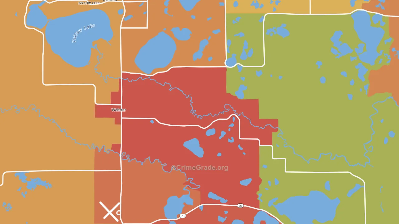 Webster, WI Map of Burglary Rates