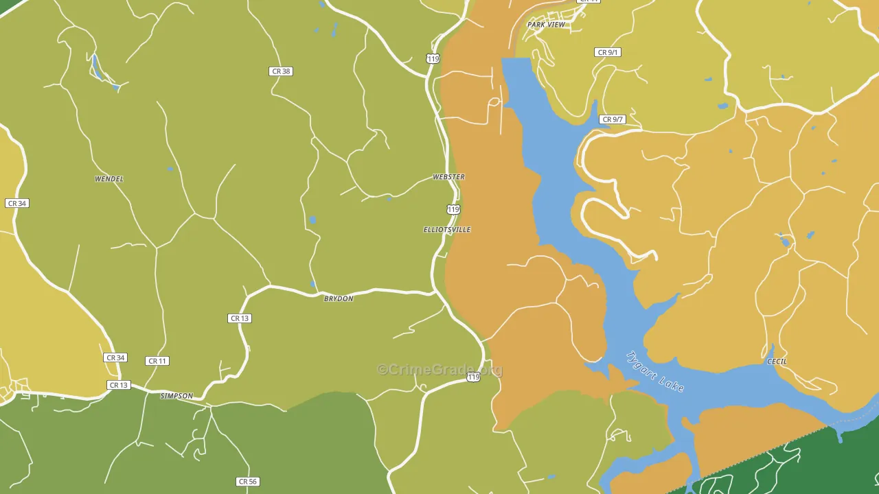 Webster, WV Map of Burglary Rates