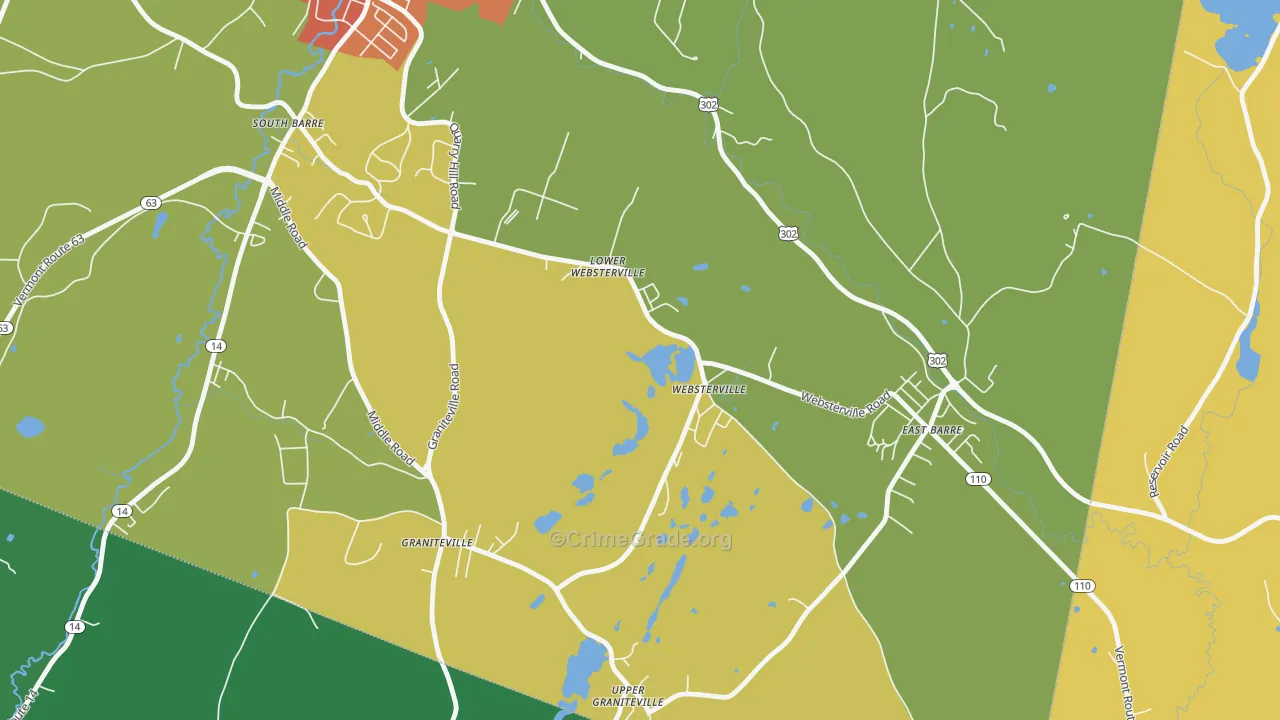 Websterville, VT Map of Burglary Rates