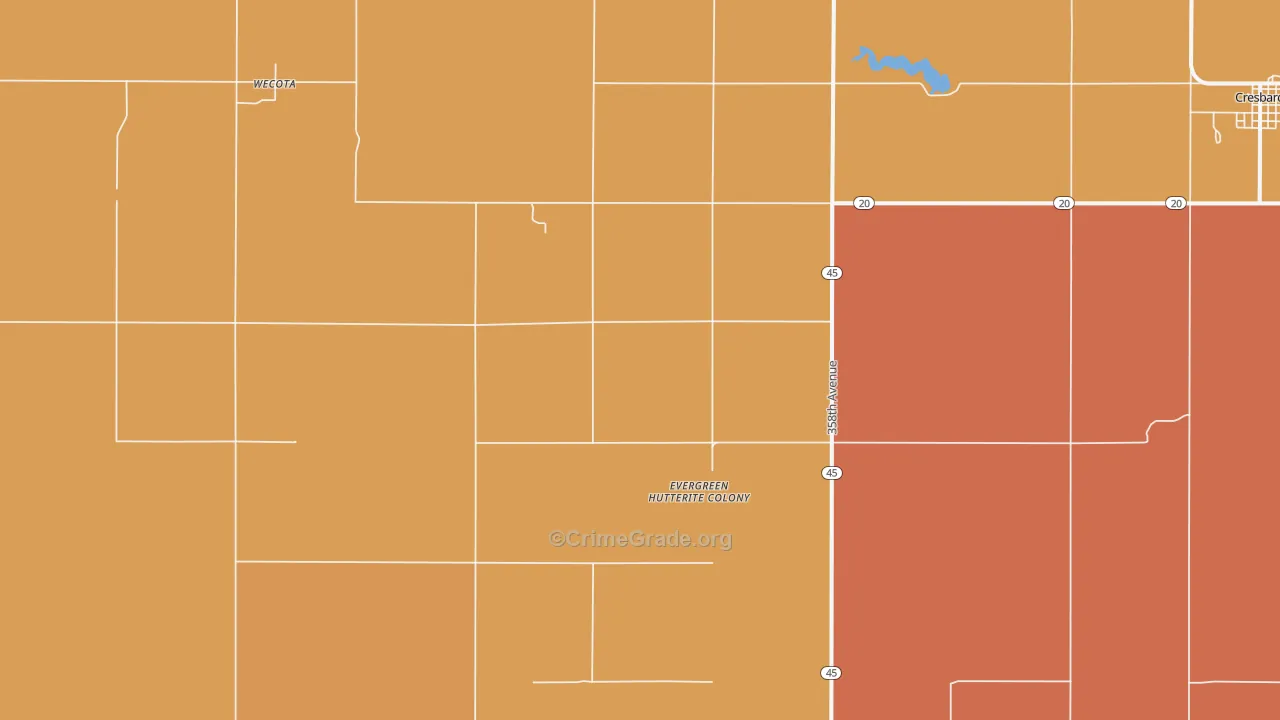 Wecota, SD Map of Burglary Rates
