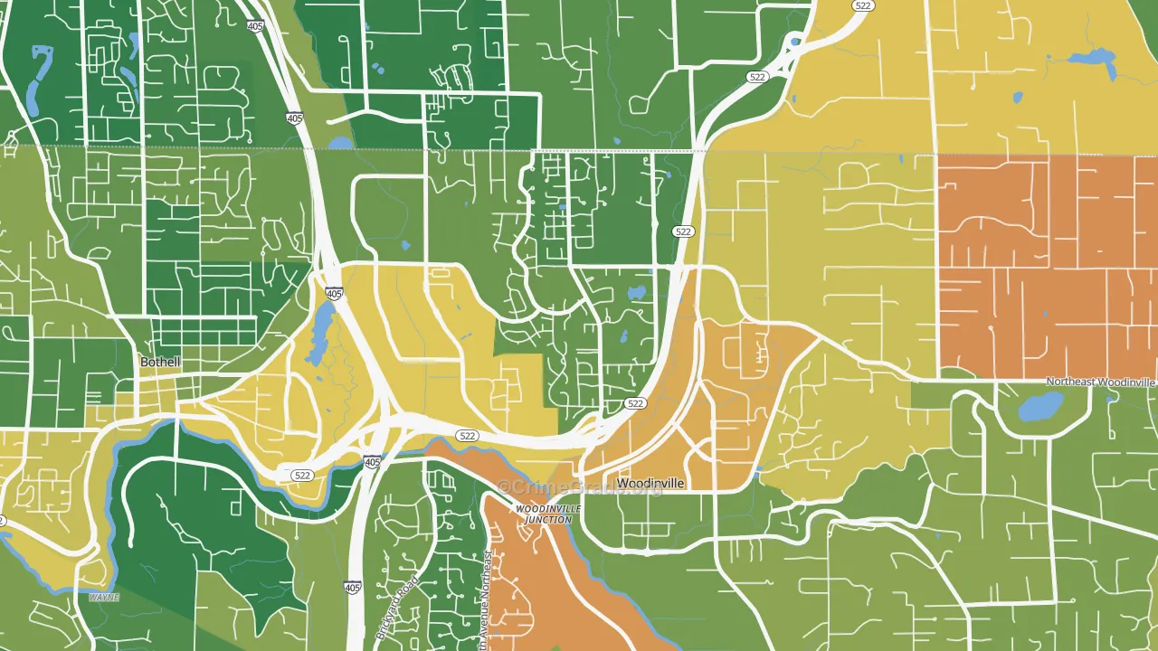 Wedge, Woodinville, WA Map of Burglary Rates