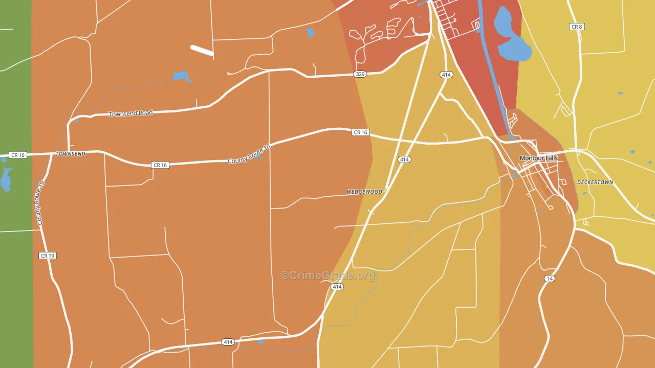 Wedgewood, NY Map of Burglary Rates
