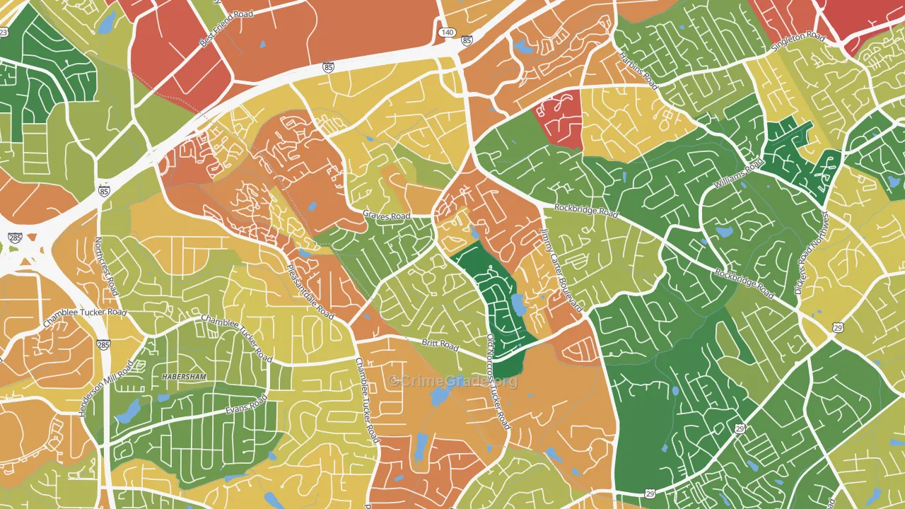 Wedgewood, Tucker, GA Map of Burglary Rates