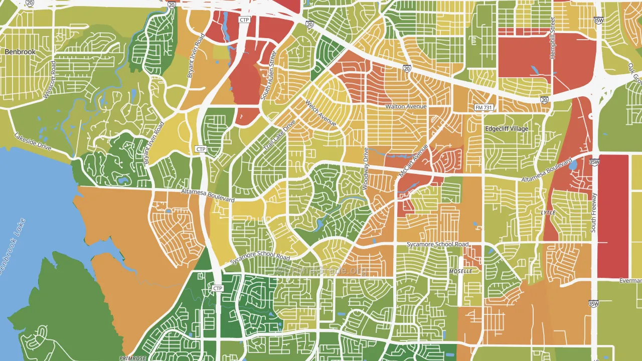 Wedgwood, Fort Worth, TX Map of Burglary Rates