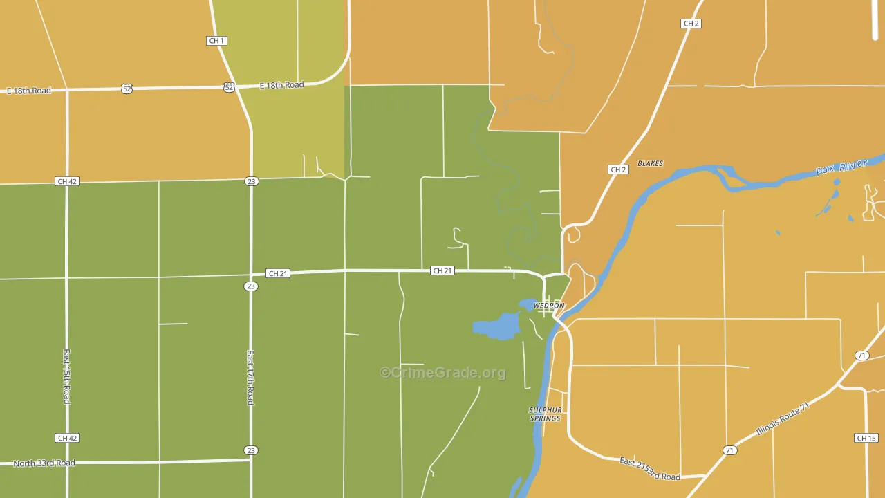 Wedron, IL Map of Burglary Rates