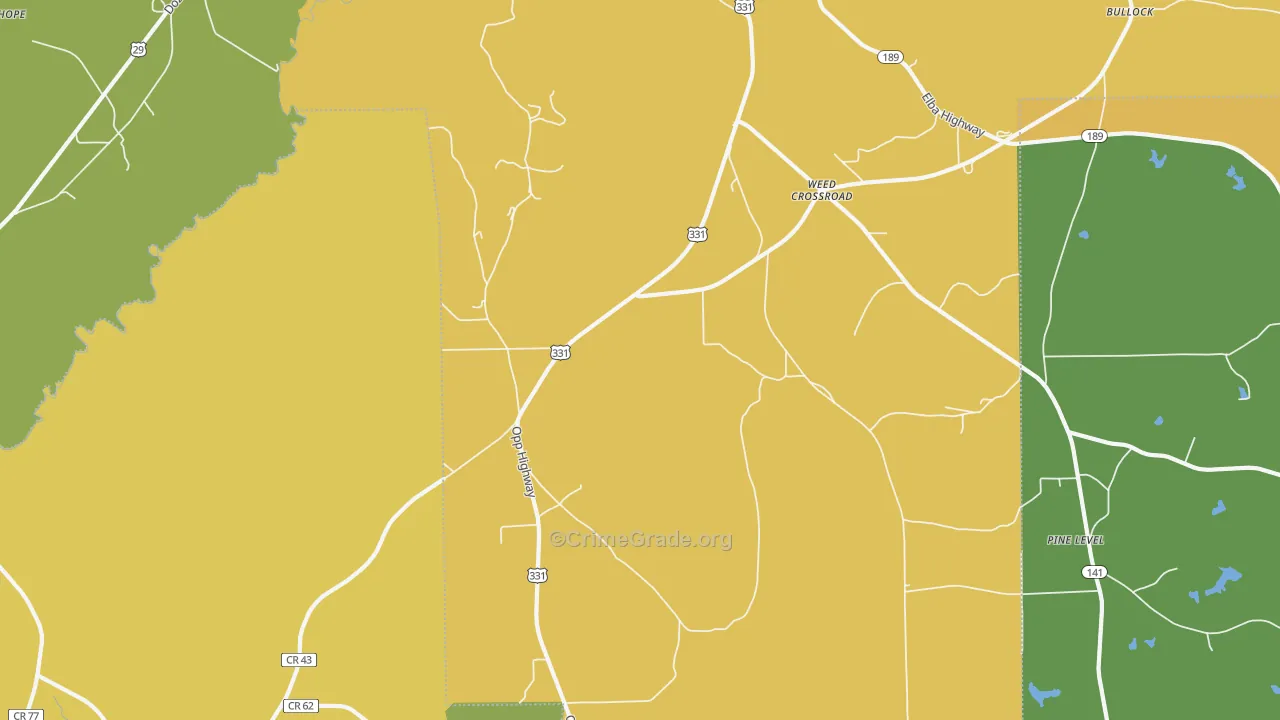 Weed Crossroad, AL Map of Burglary Rates