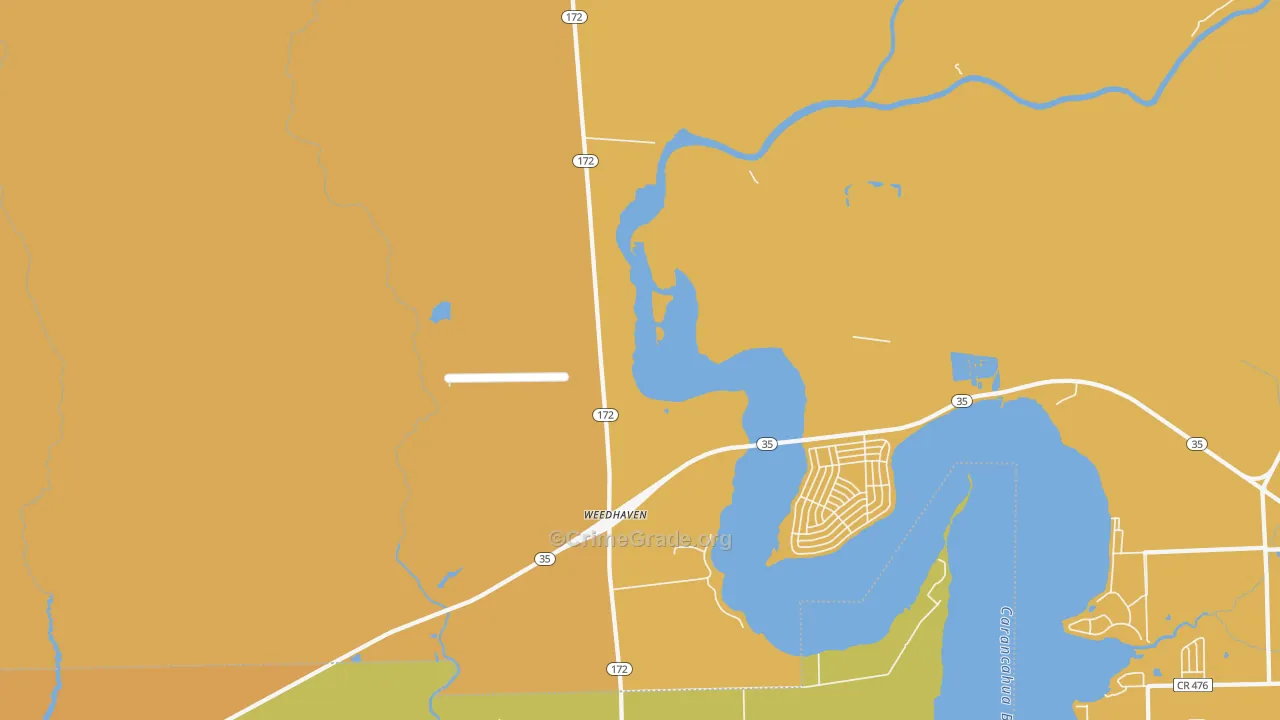 Weedhaven, TX Map of Burglary Rates