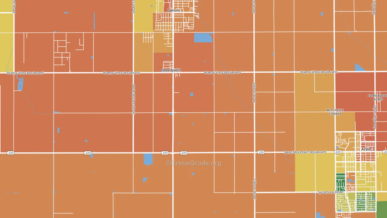 Weedpatch, CA Map of Burglary Rates