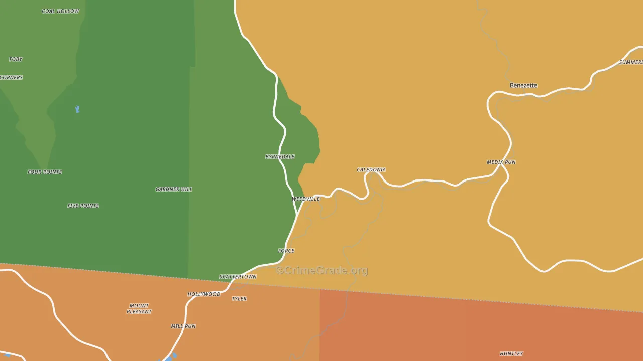 Weedville, PA Map of Burglary Rates