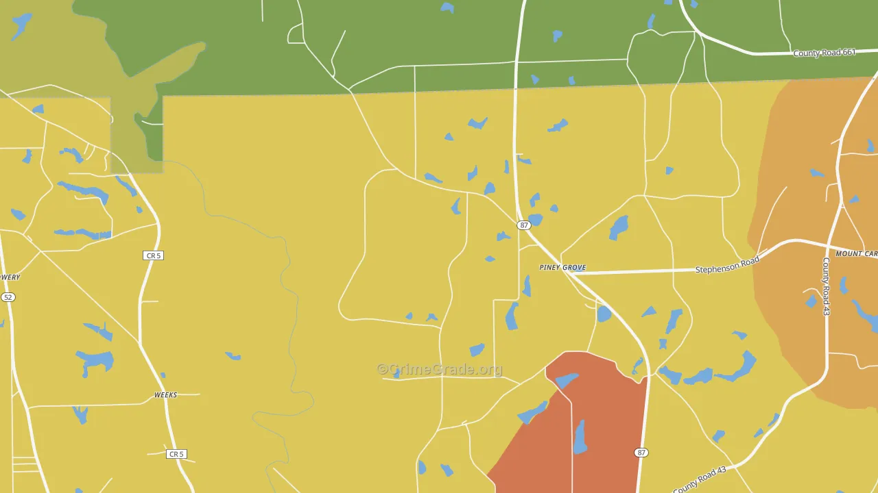 Weeks, AL Map of Burglary Rates