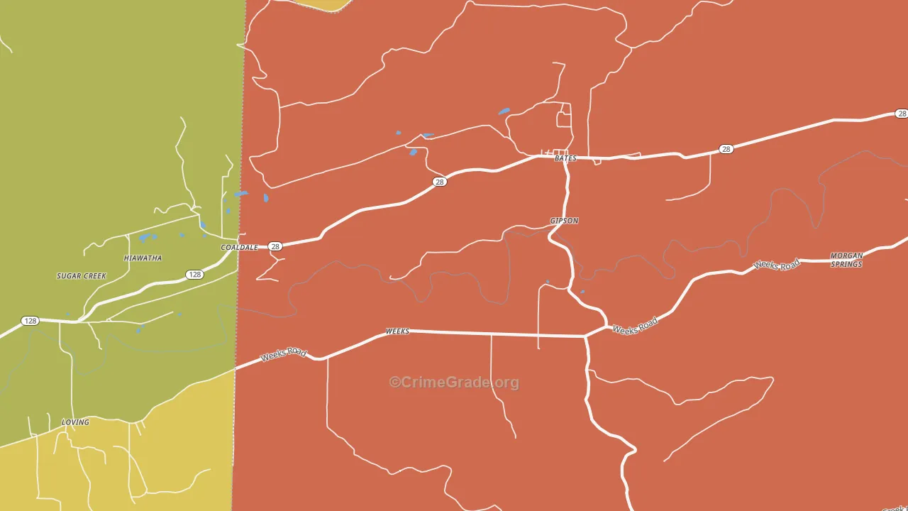 Weeks, AR Map of Burglary Rates