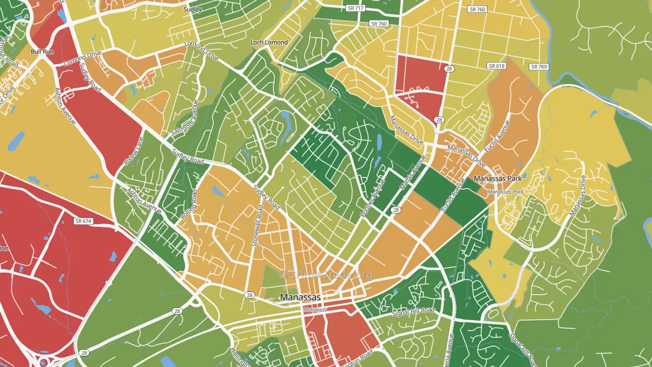 Weems, Manassas, VA Map of Burglary Rates