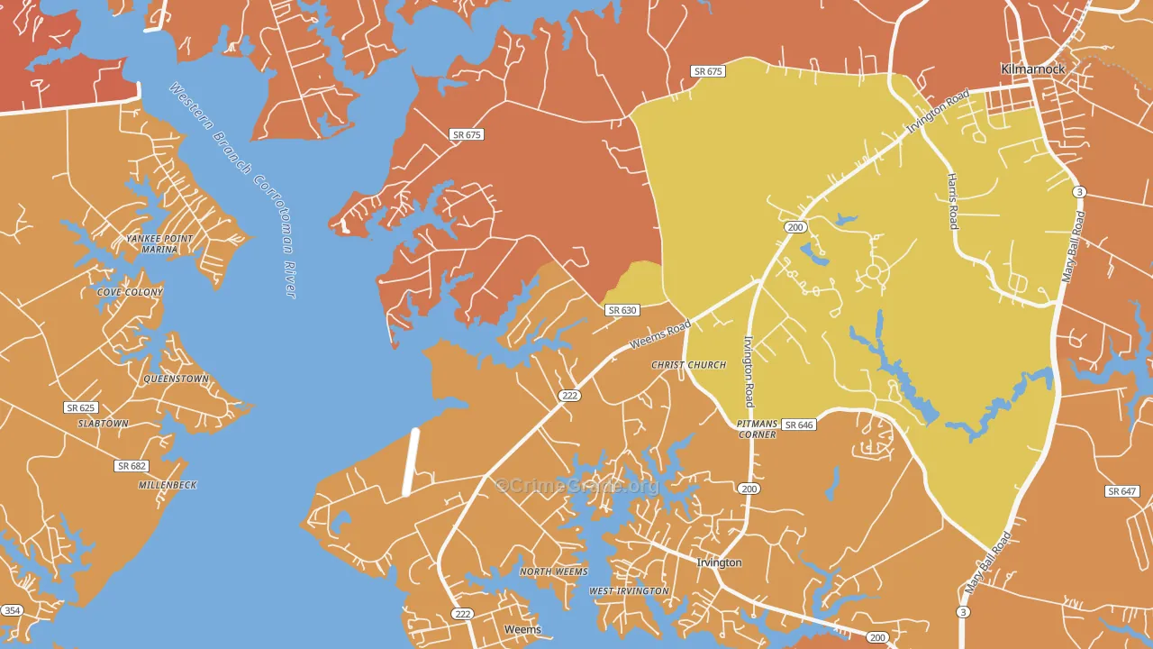 Weems, VA Map of Burglary Rates