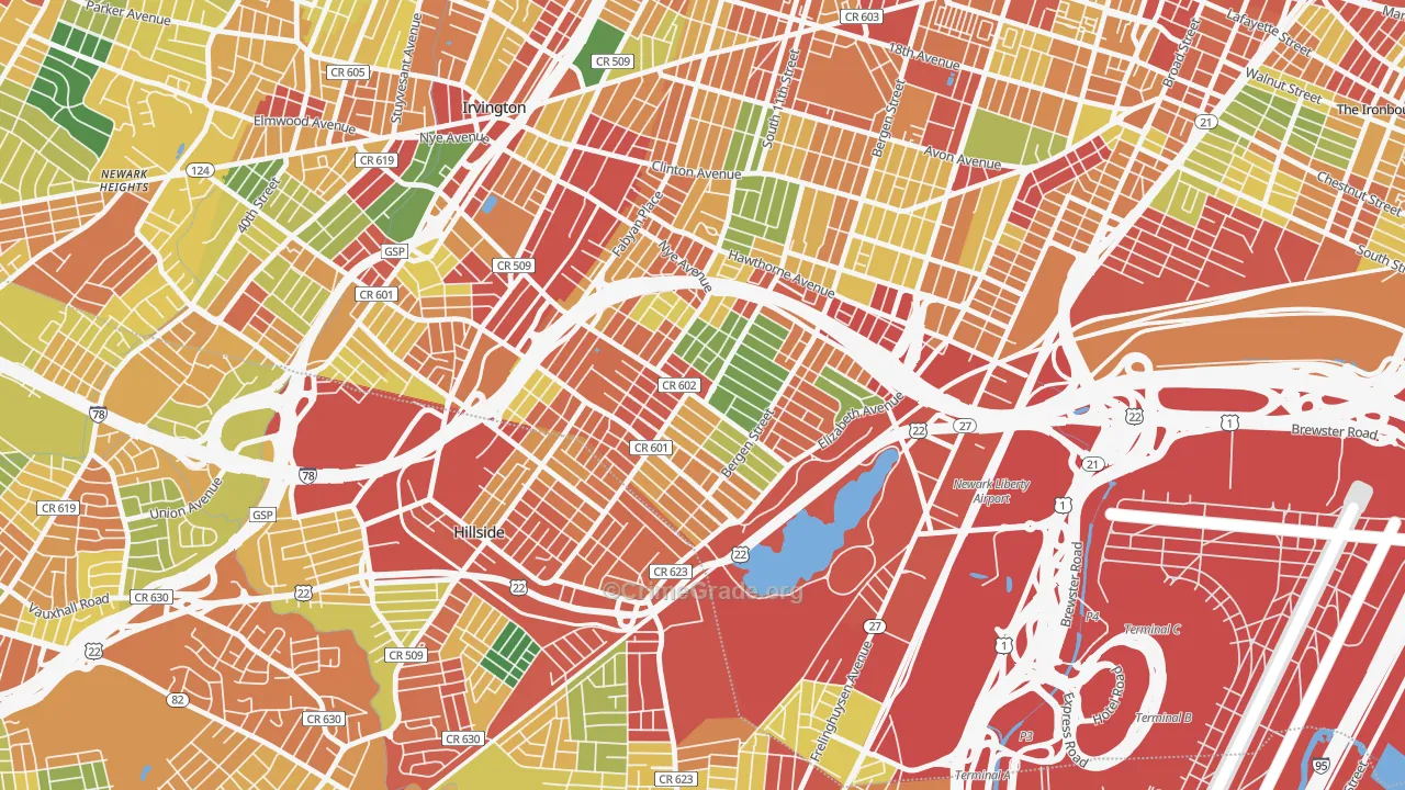 Weequahic, Newark, NJ Map of Burglary Rates