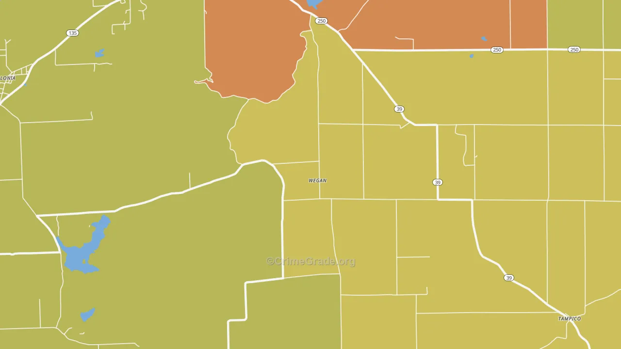 Wegan, IN Map of Burglary Rates