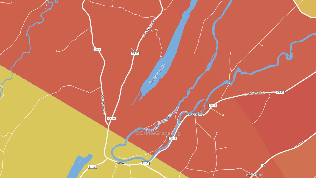 Wegatchie, NY Map of Burglary Rates