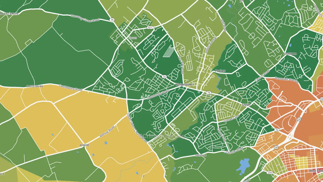 Weigelstown, PA Map of Burglary Rates