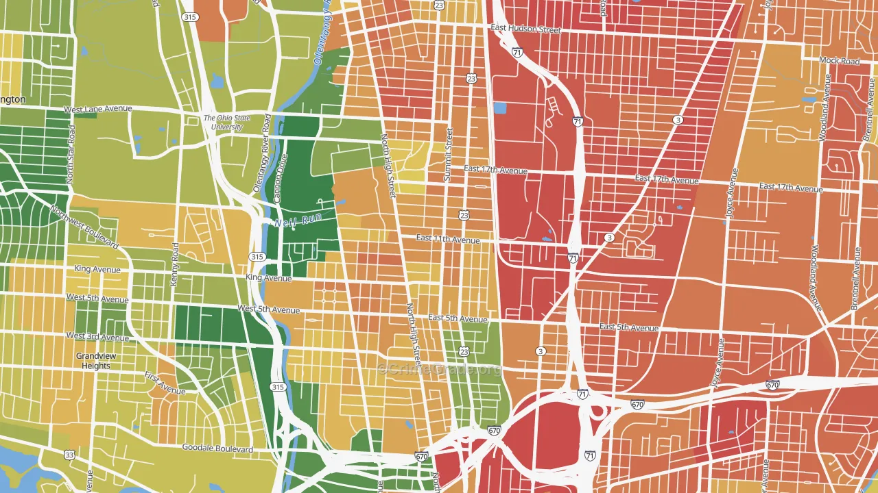 Weinland Park, Columbus, OH Map of Burglary Rates