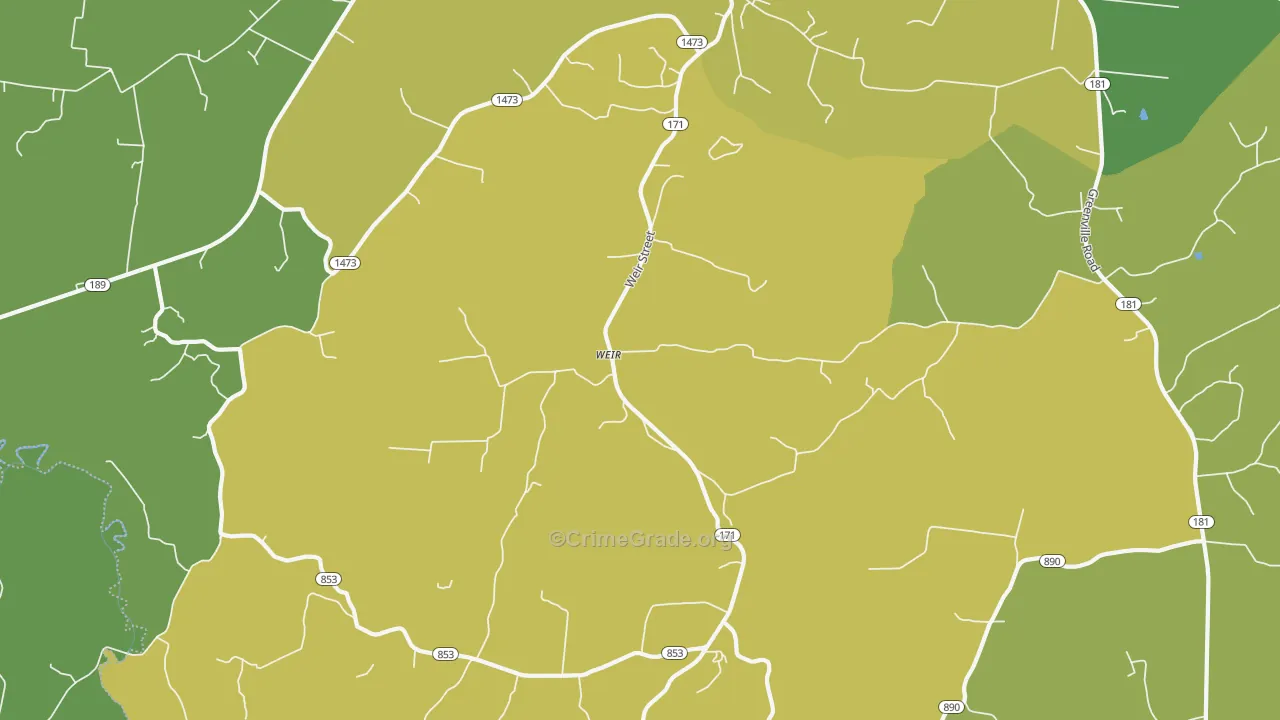 Weir, KY Map of Burglary Rates
