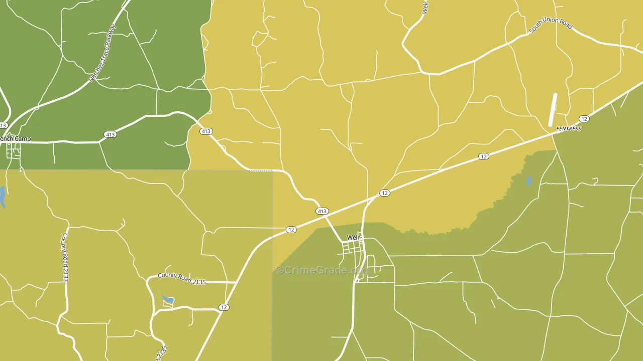 Weir, MS Map of Burglary Rates
