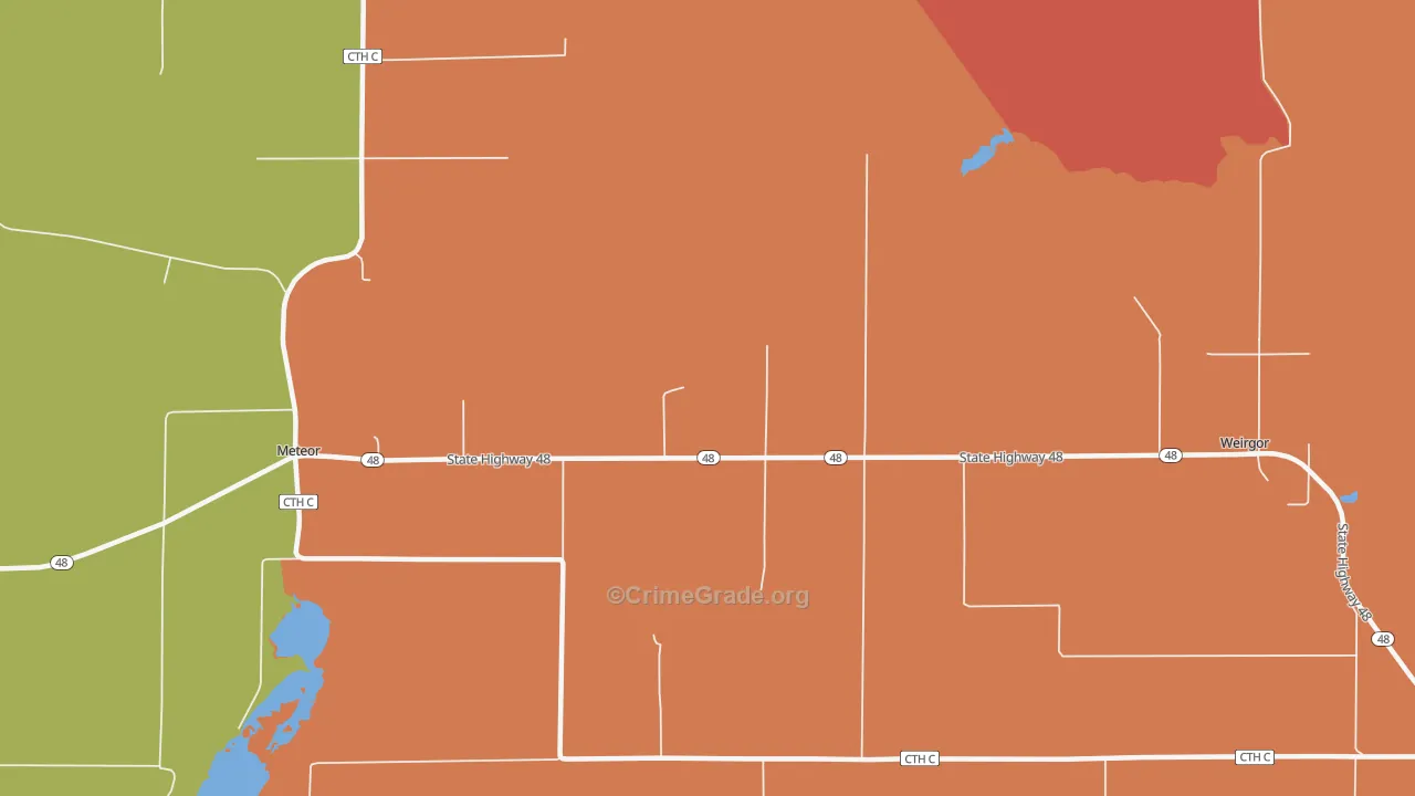Weirgor, WI Map of Burglary Rates