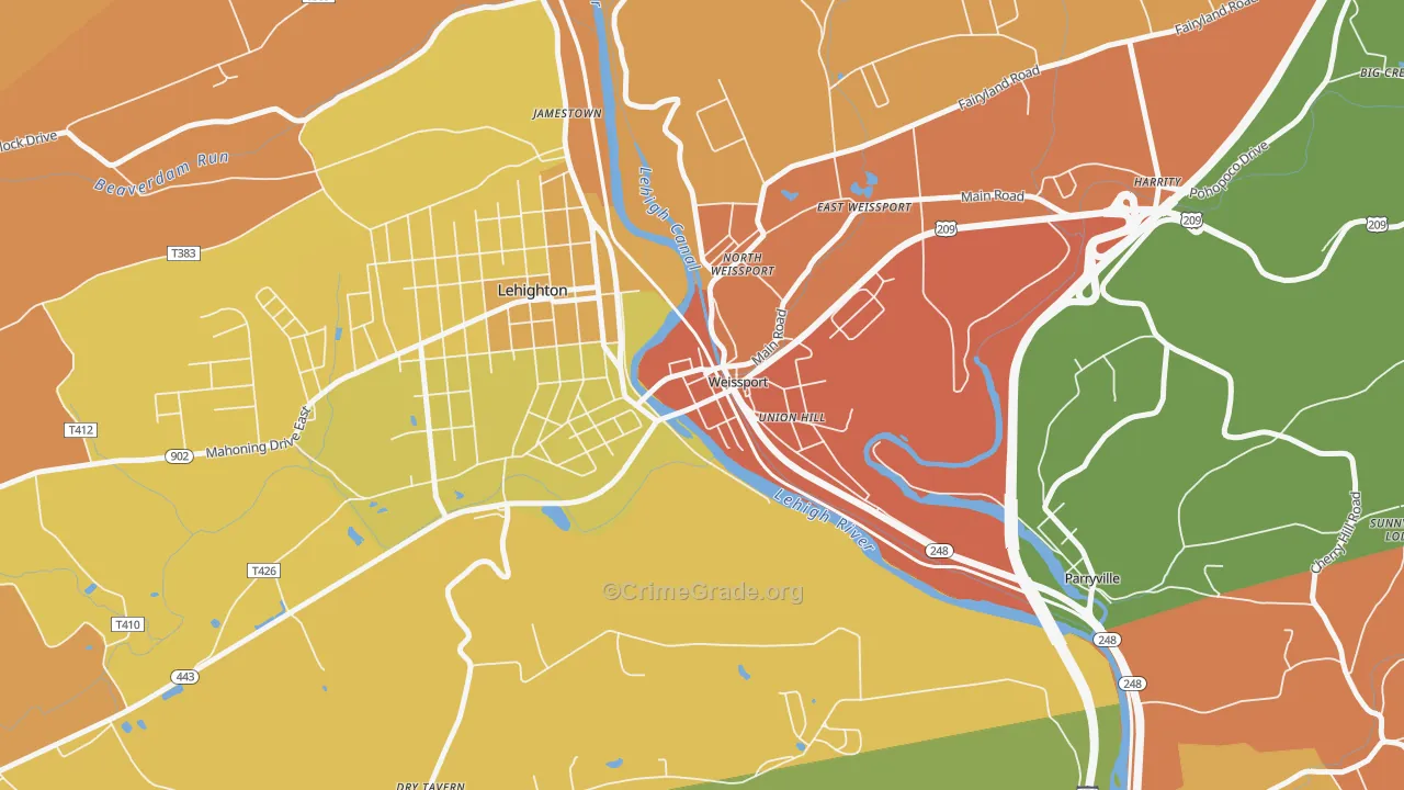 Weissport, PA Map of Burglary Rates