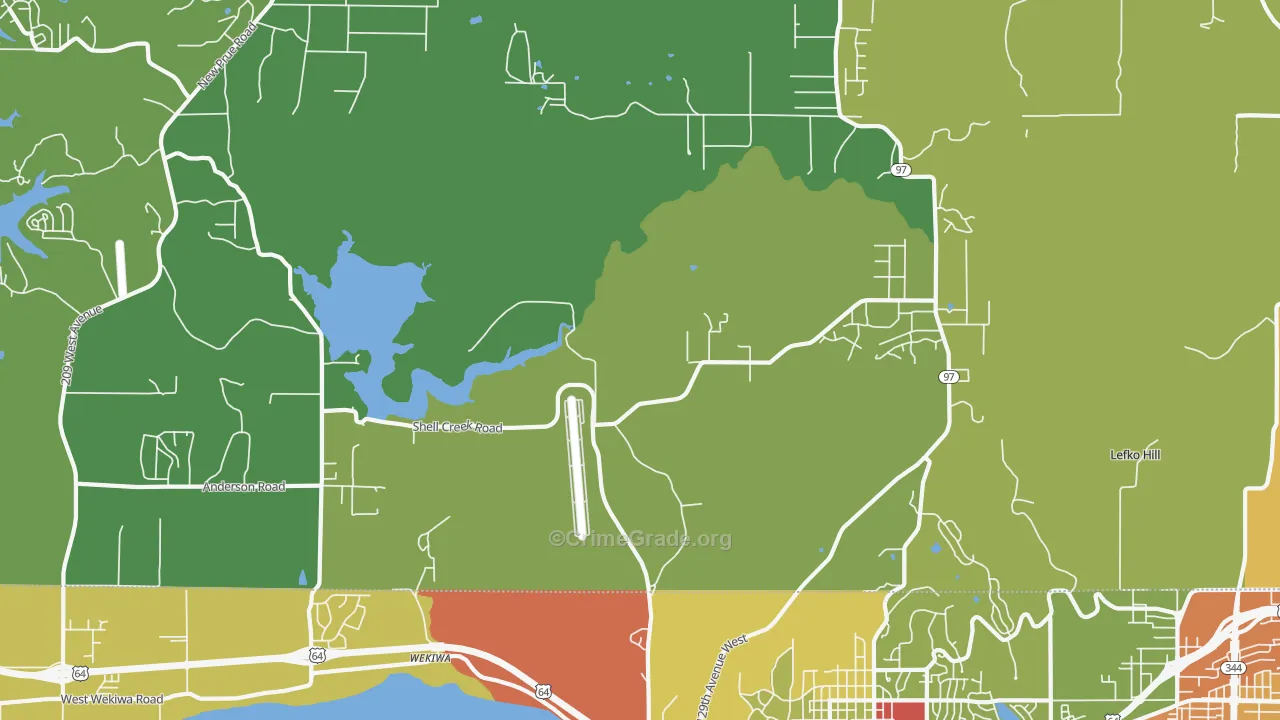 Wekiwa, OK Map of Burglary Rates
