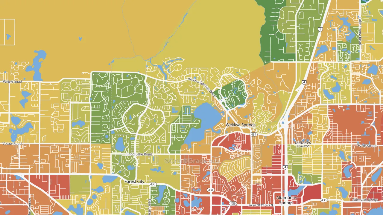 Wekiwa Springs, FL Map of Burglary Rates