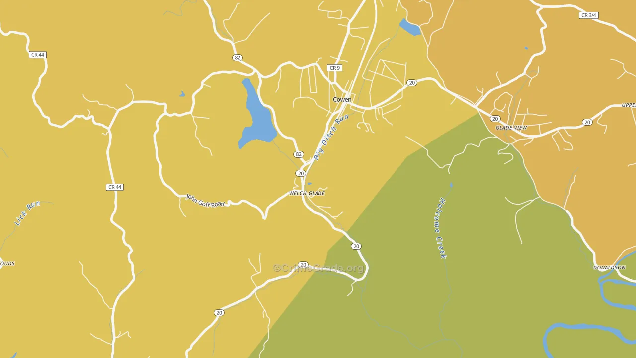 Welch Glade, WV Map of Burglary Rates