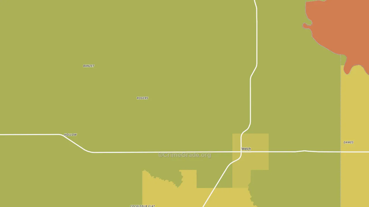 Welch, OK Map of Burglary Rates