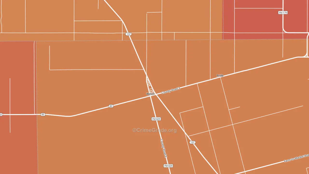 Welch, TX Map of Burglary Rates