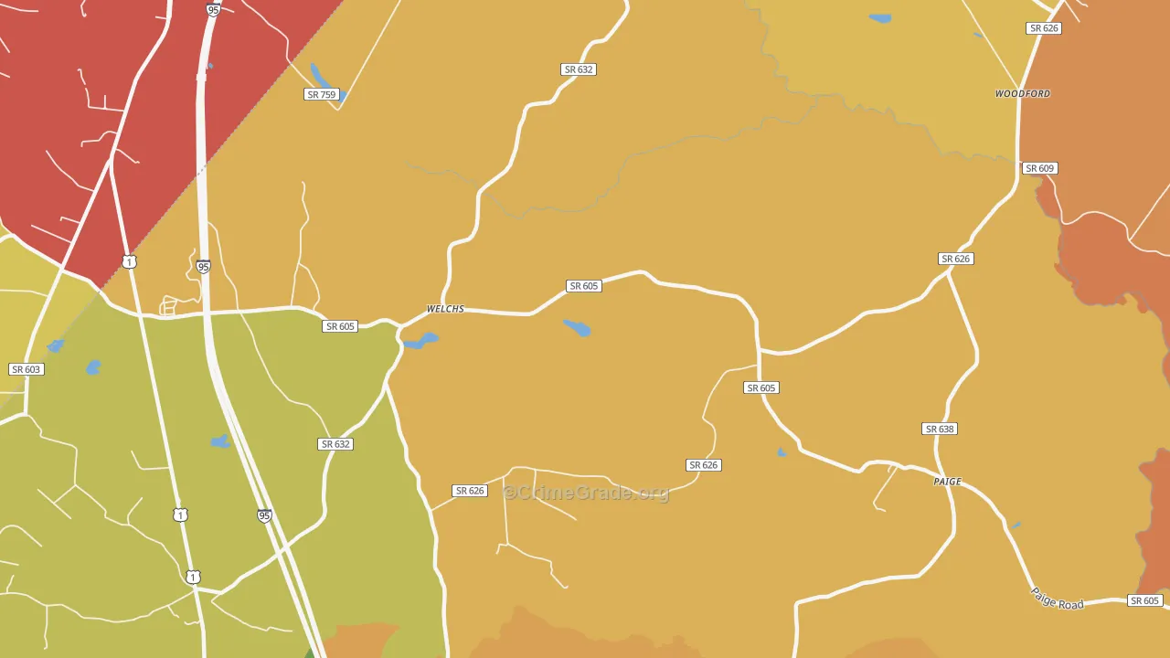 Welchs, VA Map of Burglary Rates