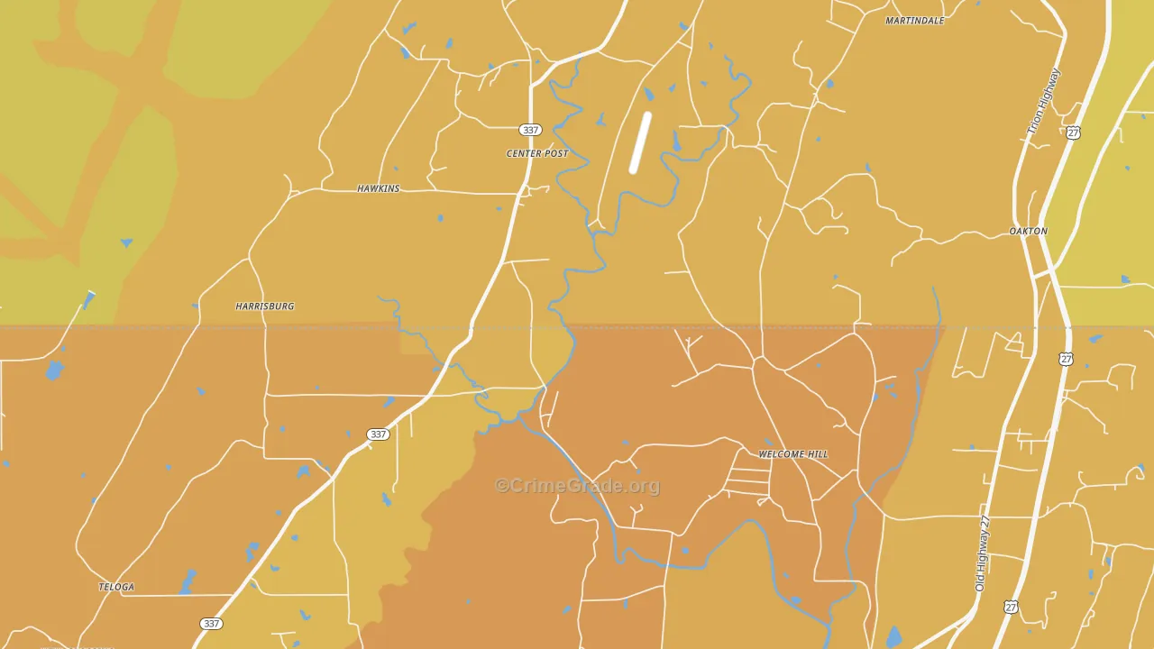 Welcome Hill, GA Map of Burglary Rates