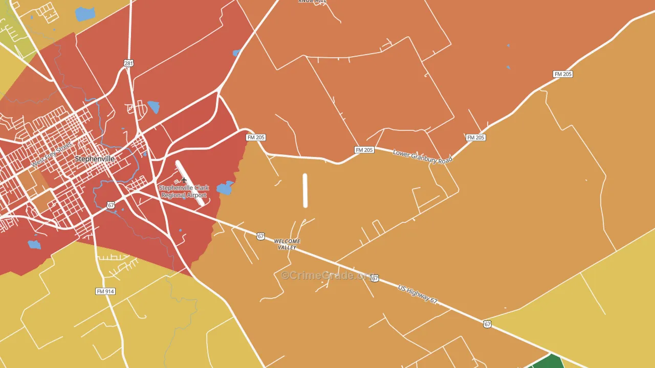 Welcome Valley, TX Map of Burglary Rates