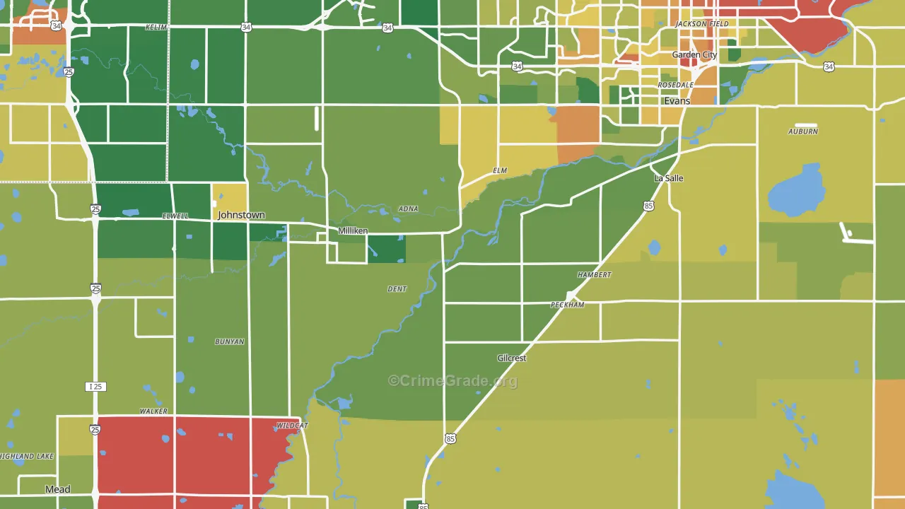 Weld County, CO Map of Burglary Rates