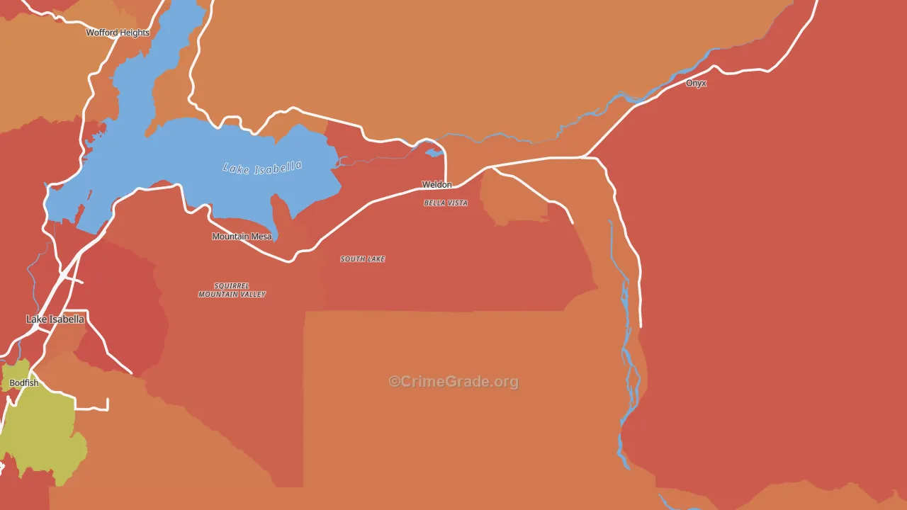 Weldon, CA Map of Burglary Rates