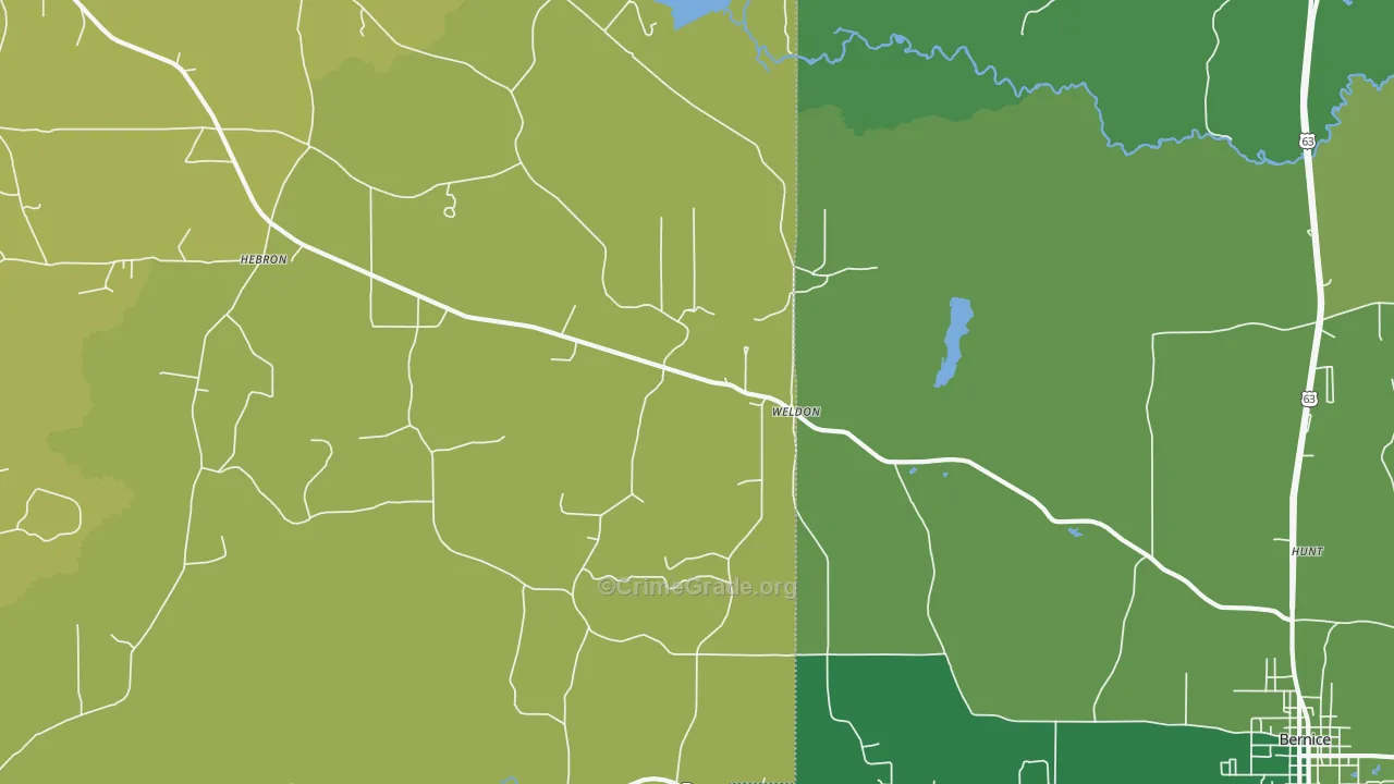 Weldon, LA Map of Burglary Rates