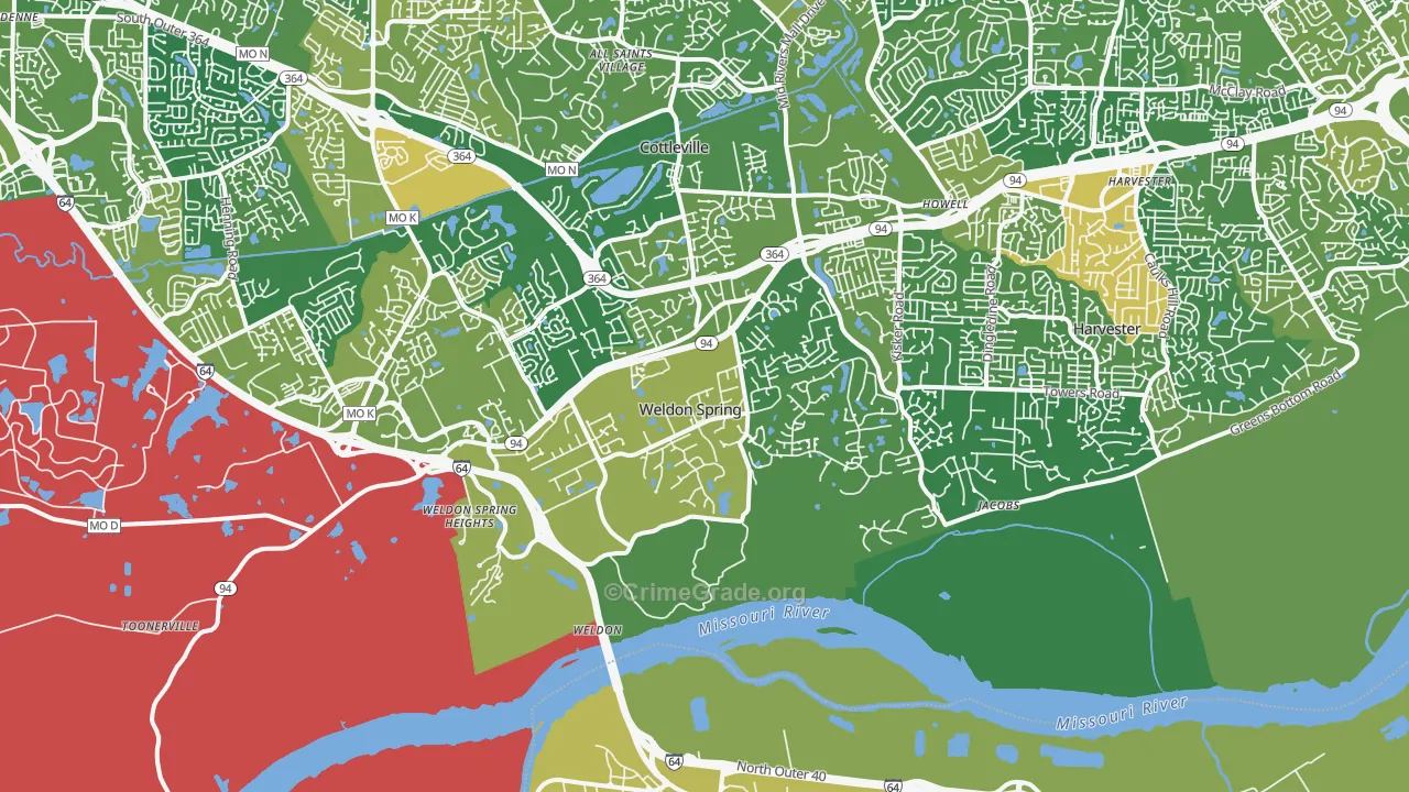 Weldon Spring, MO Map of Burglary Rates