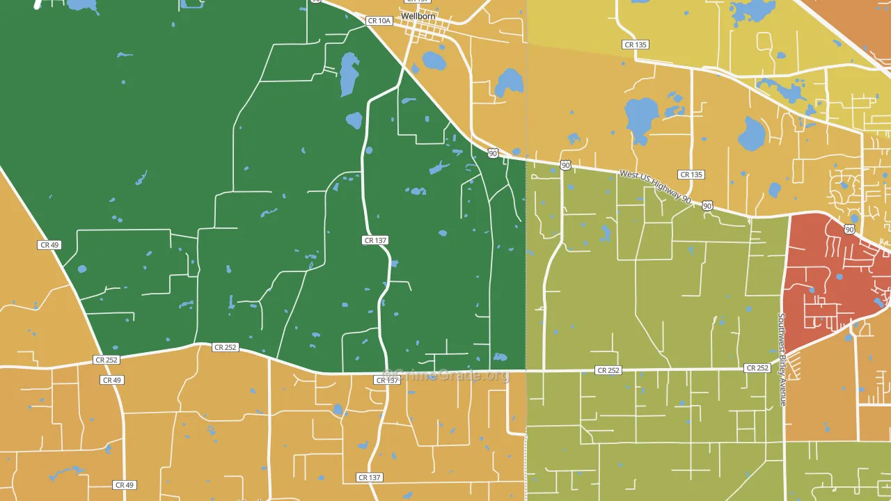 Wellborn, FL Map of Burglary Rates