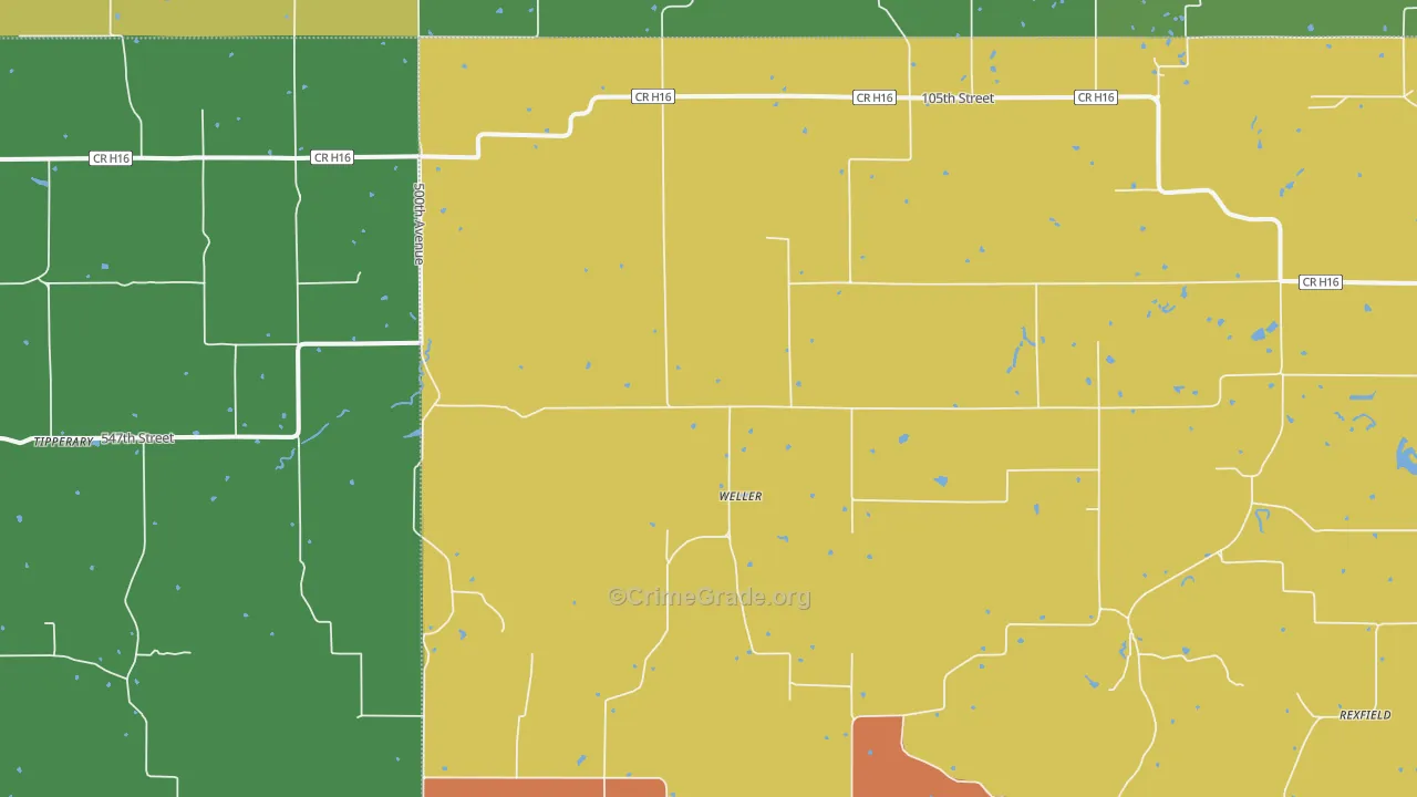 Weller, IA Map of Burglary Rates