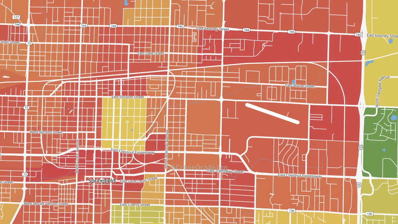 Weller, Springfield, MO Map of Burglary Rates
