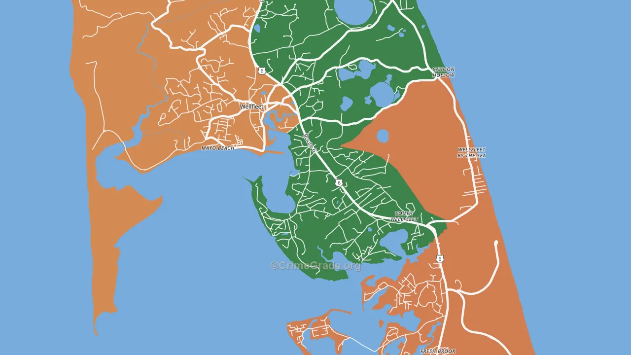 Wellfleet, MA Map of Burglary Rates