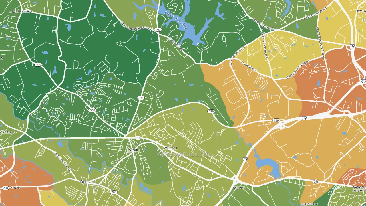 Wellford, SC Map of Burglary Rates