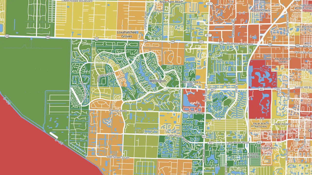 Wellington, FL Map of Burglary Rates