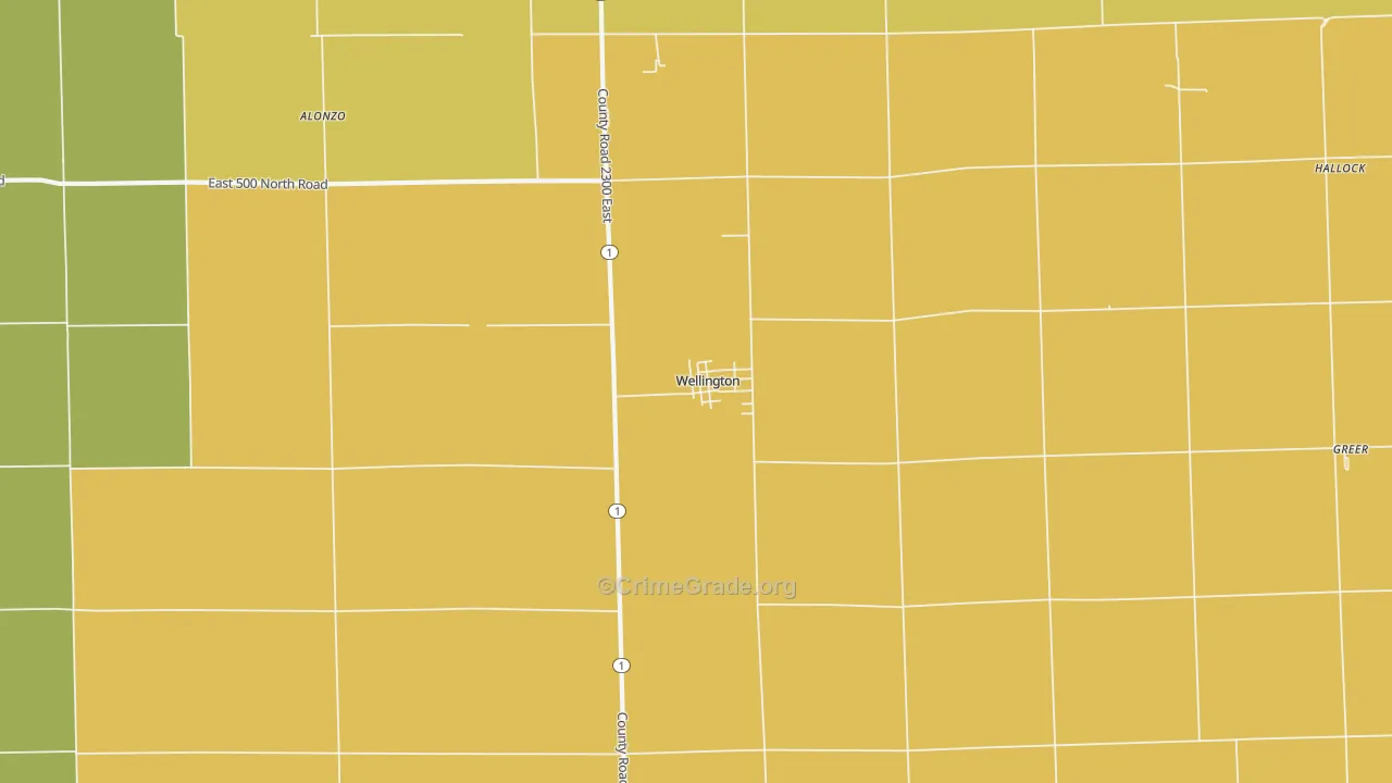 Wellington, IL Map of Burglary Rates