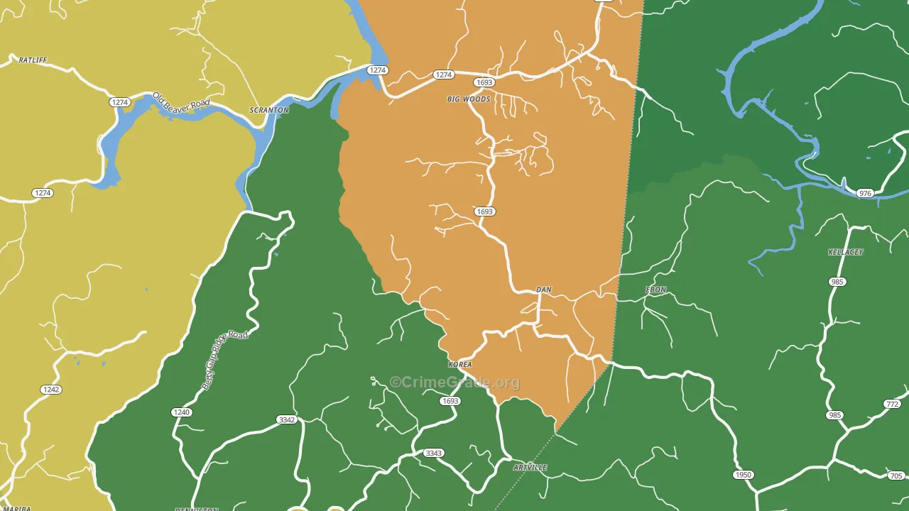 Wellington, KY Map of Burglary Rates
