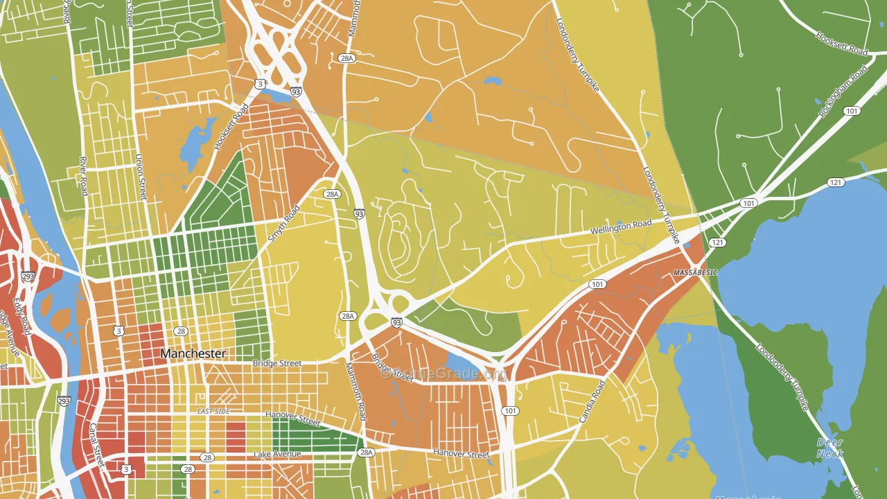 Wellington, Manchester, NH Map of Burglary Rates