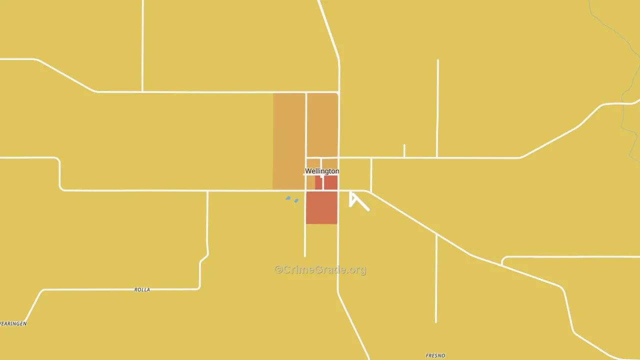Wellington, TX Map of Burglary Rates