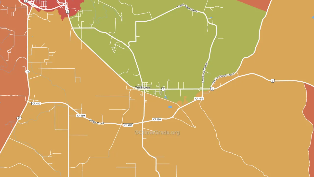Wellington, UT Map of Burglary Rates